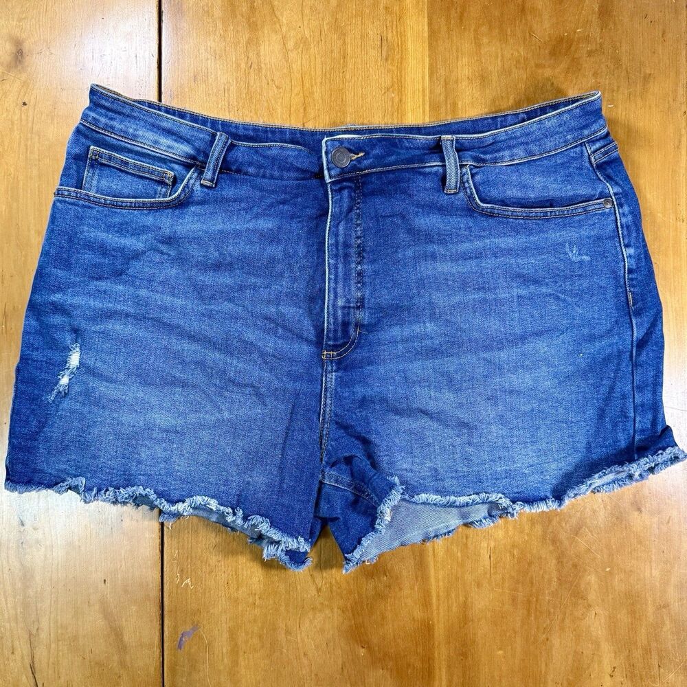 LC Lauren Conrad Women’s 20W Super High Rise Cutoff Shorts Stretch Denim